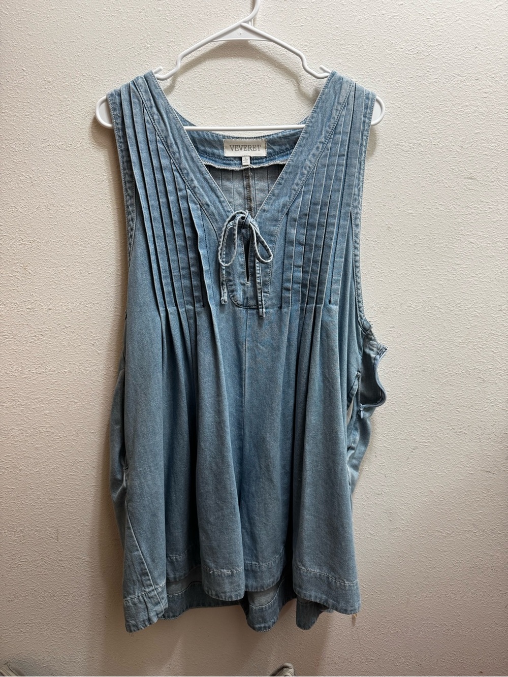 VEVERET Light Blue Denim Romper